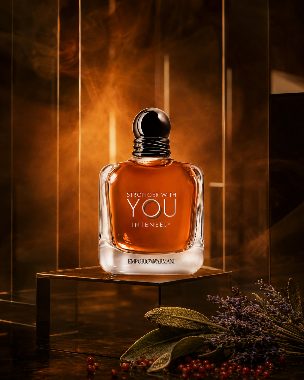 Emporio Armani Stronger With You Intensely Eau de Parfum - صورة حملة عطرية: 06 campaign amber glass atrium