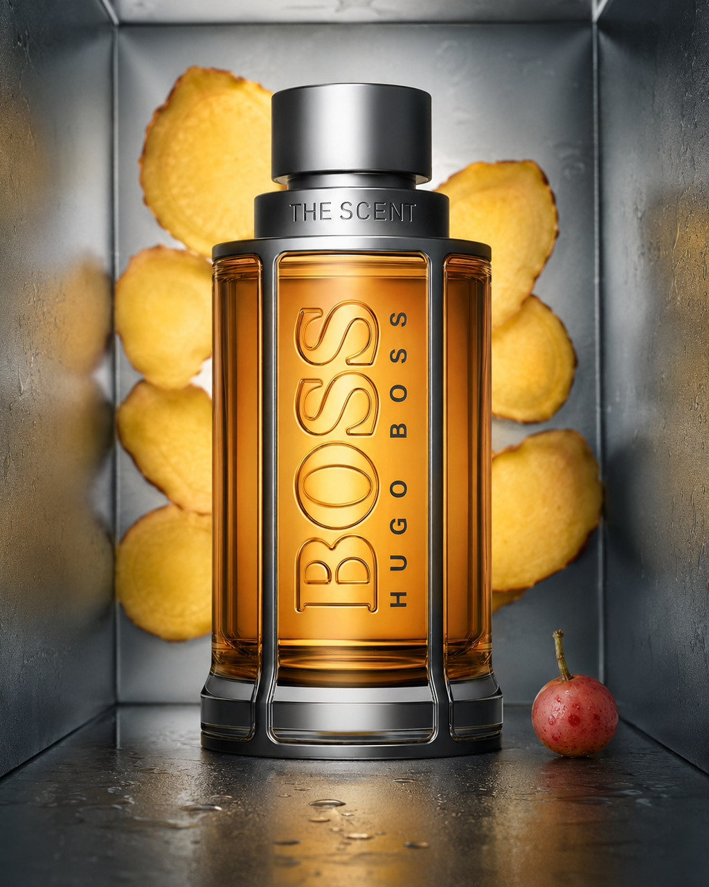 Hugo Boss The Scent Eau de Toilette - صورة حملة عطرية: 08 campaign frosted metal vault