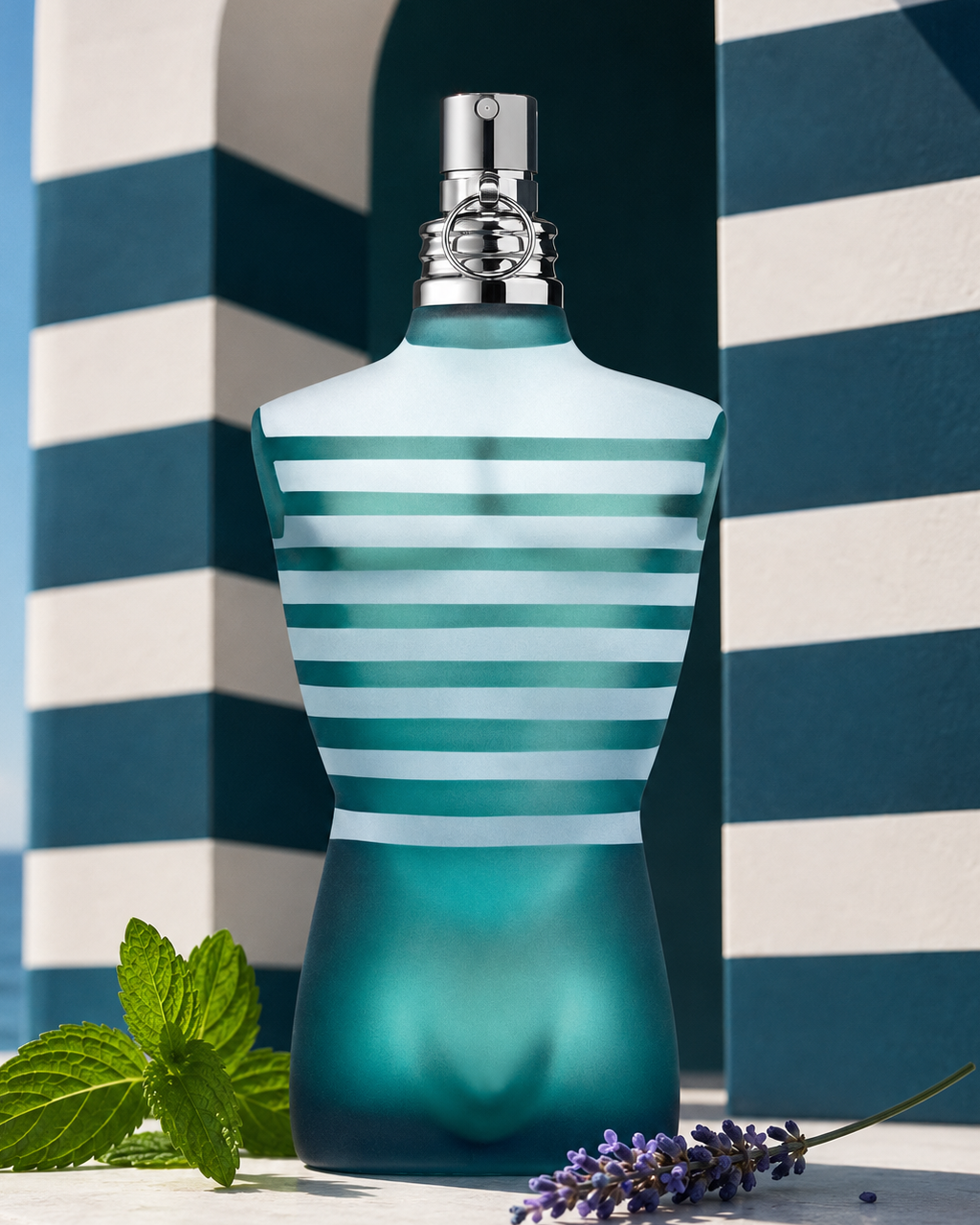 Jean Paul Gaultier Le Male Eau de Toilette - صورة حملة عطرية: 05 campaign sailor stripe architecture
