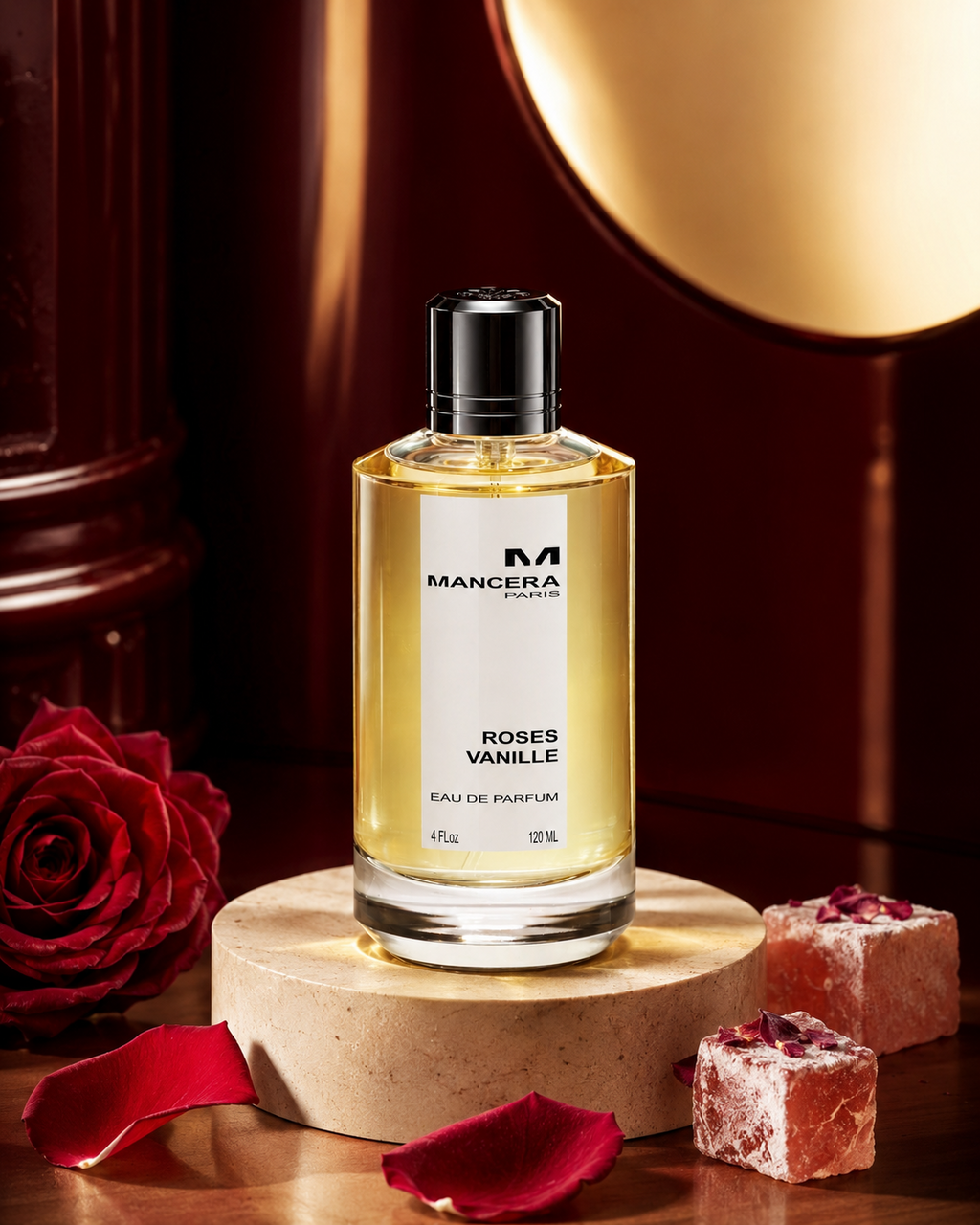 Mancera Roses Vanille Eau de Parfum 120ml - صورة حملة عطرية: 03 campaign burgundy turkish delight