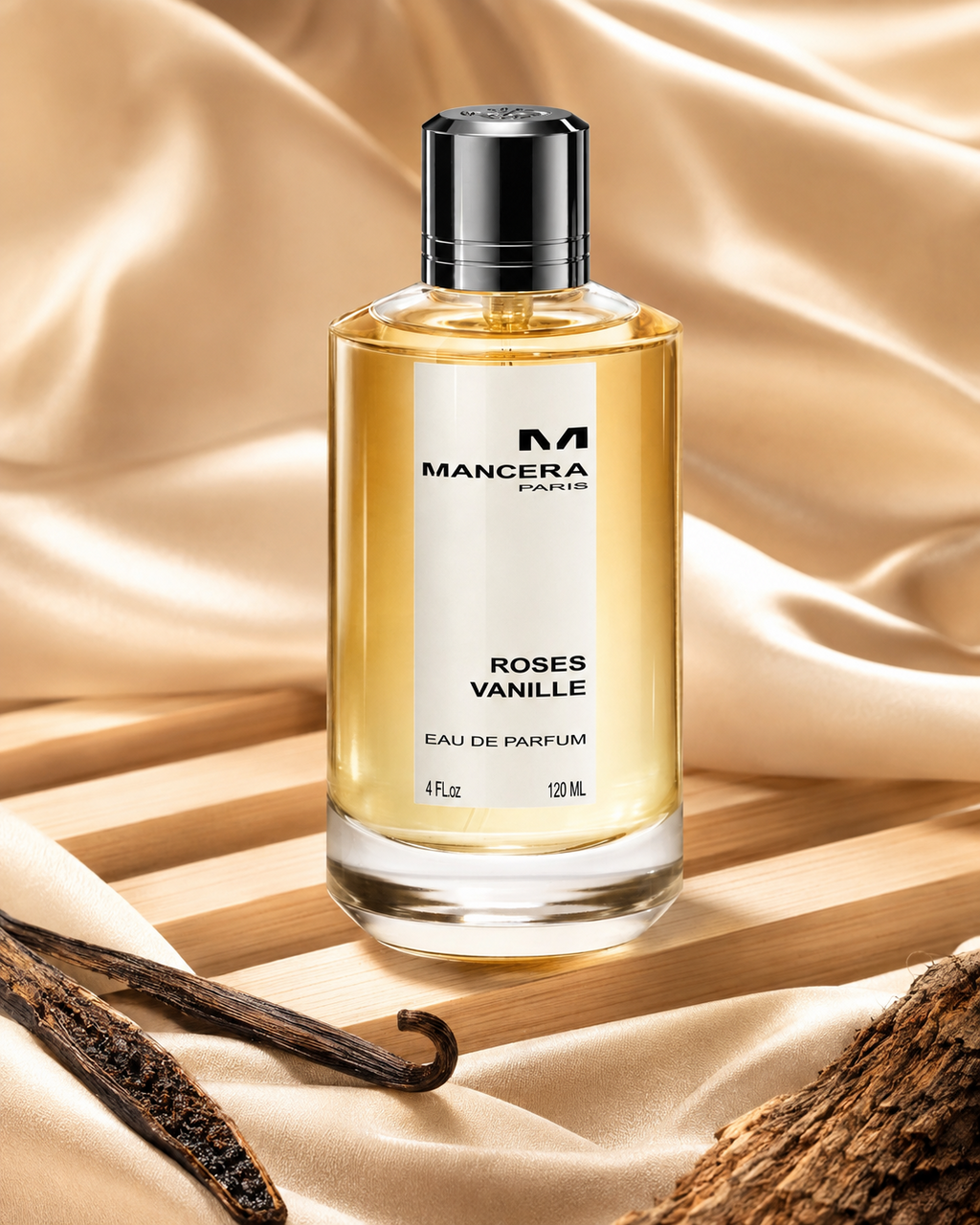 Mancera Roses Vanille Eau de Parfum 120ml - صورة حملة عطرية: 04 campaign vanilla cedar silk