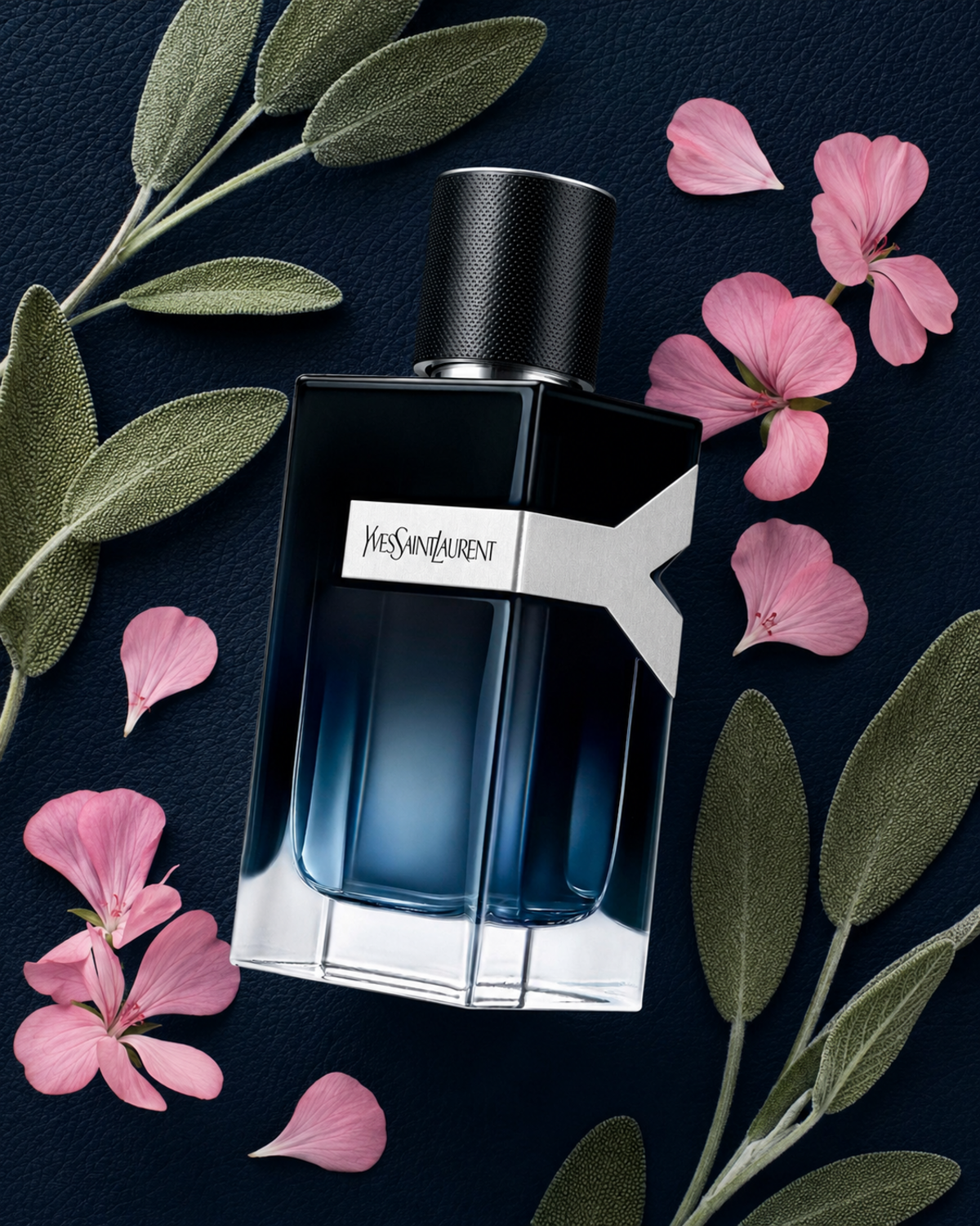 Yves Saint Laurent Y Eau de Parfum - صورة حملة عطرية: 07 campaign sage geranium flatlay